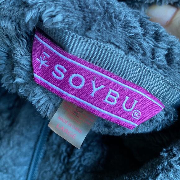 Soybu full zip jacket sweatshirt patterned fleece blue-grey size large - Picture 7 of 8